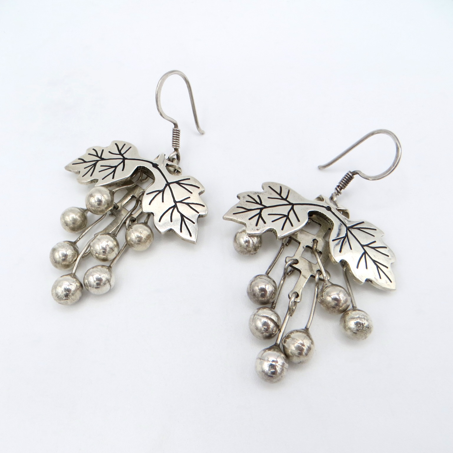 Silver Grape Earrings