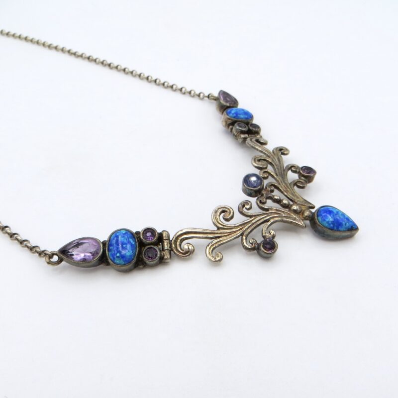 Silver, Amethyst and Sapphire Necklace