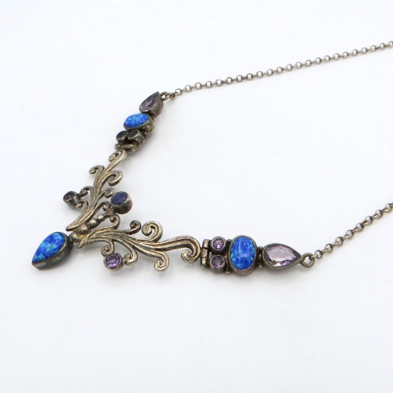 Silver, Amethyst and Sapphire Necklace