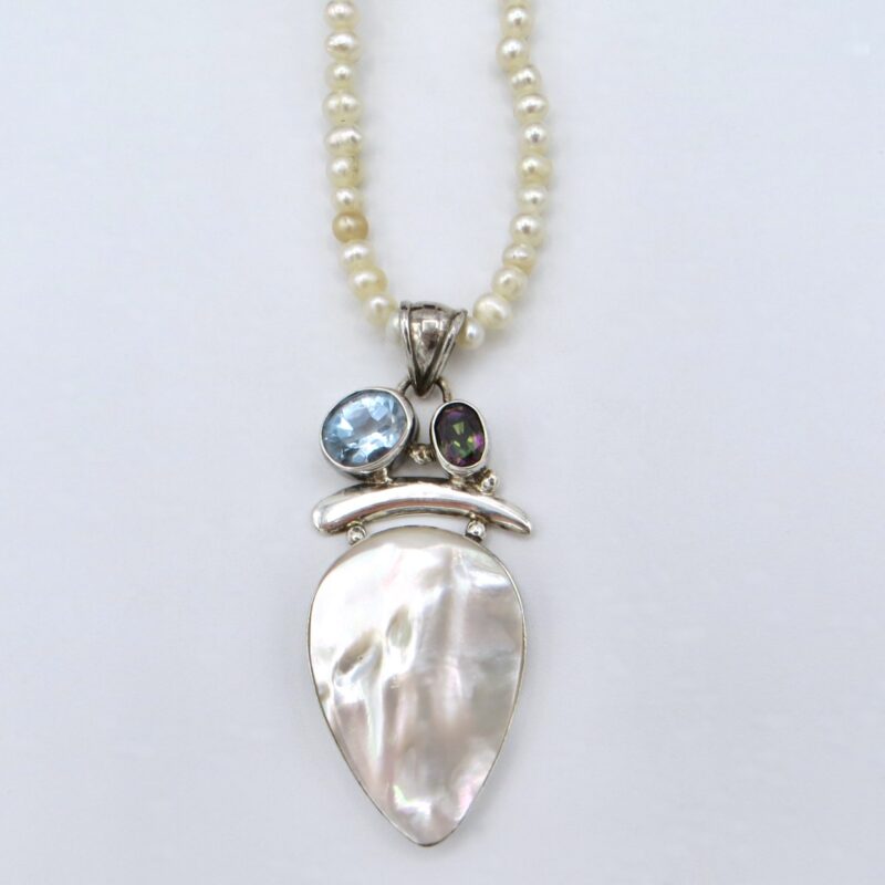 Pearl, Topaz and Silver Necklace