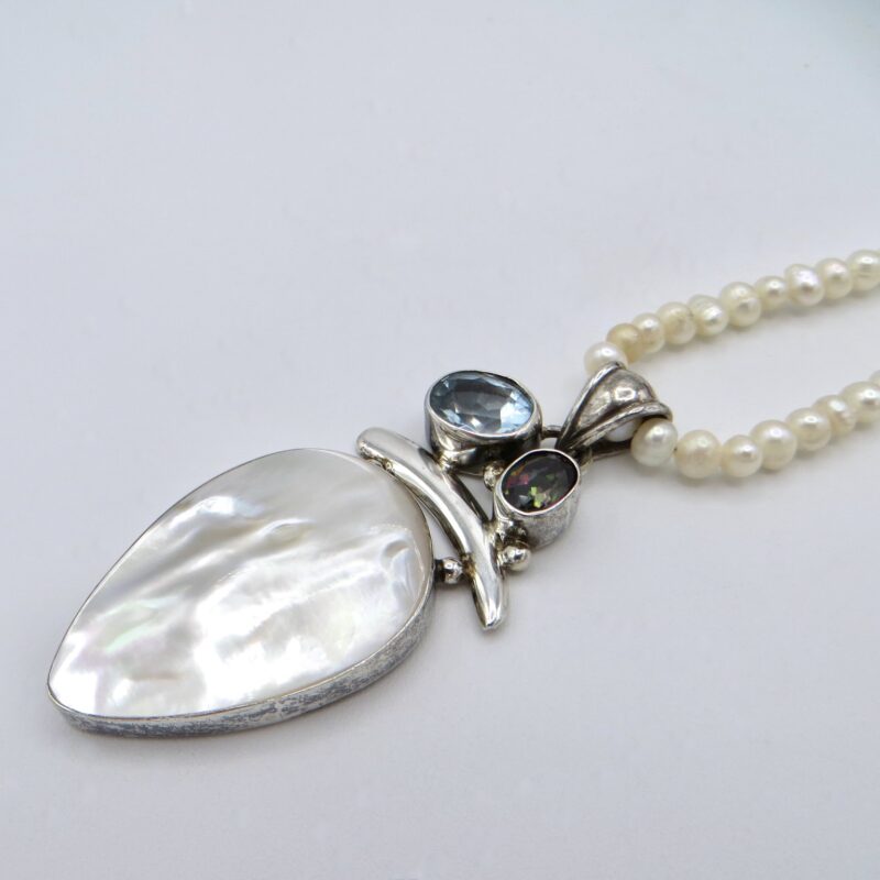 Pearl, Topaz and Silver Necklace