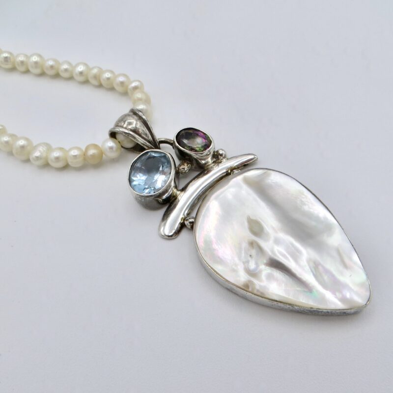 Pearl, Topaz and Silver Necklace