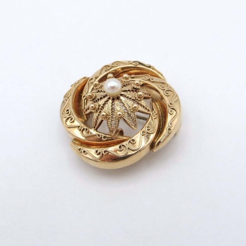 14kt Gold and Pearl Brooch