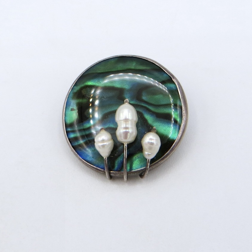 Silver, Abalone and Pearl Brooch