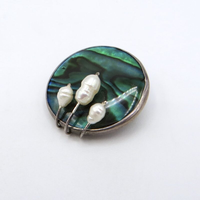 Silver, Abalone and Pearl Brooch