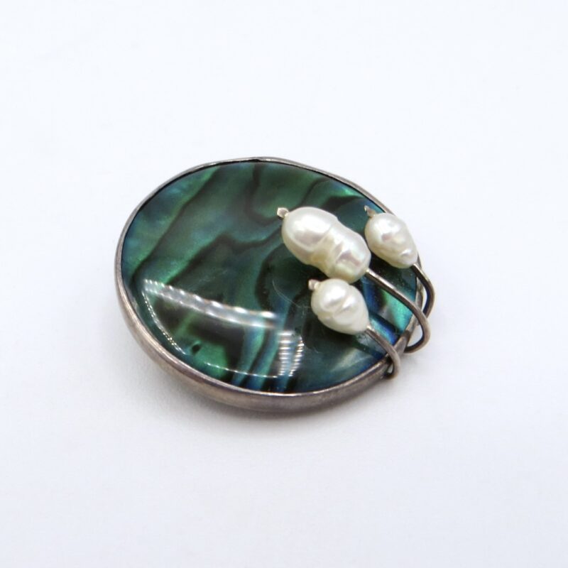 Silver, Abalone and Pearl Brooch