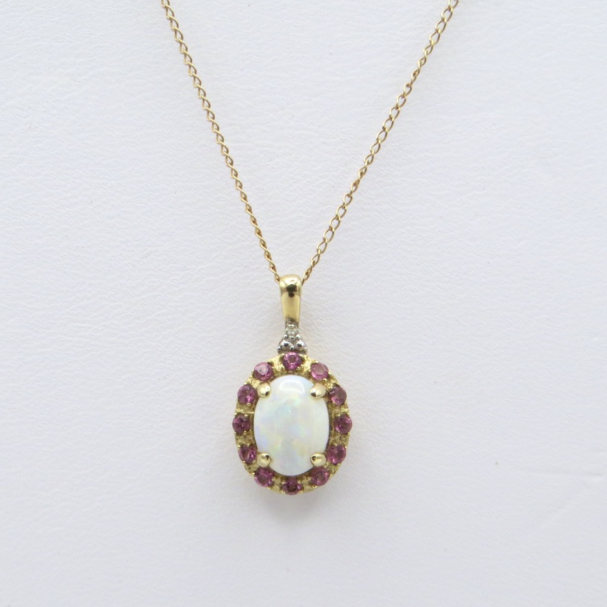 Gold, Opal & Tourmaline Necklace